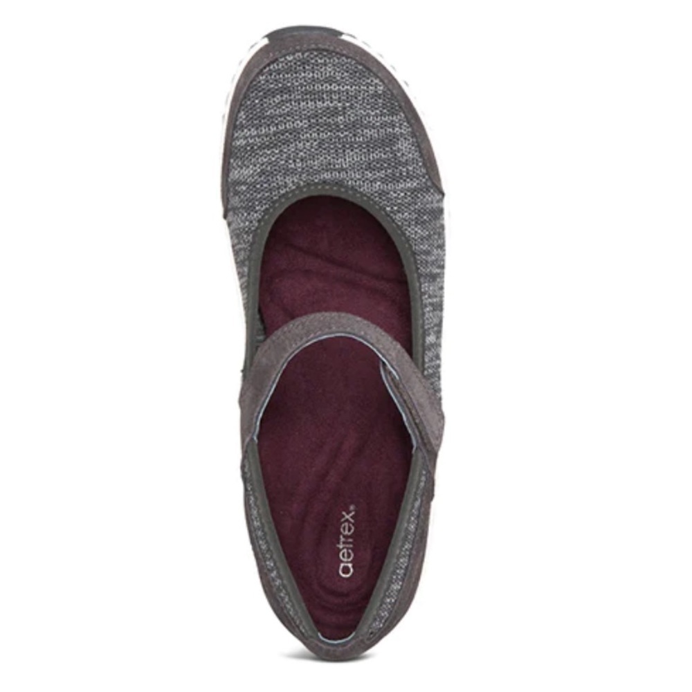 Aetrex Mina Mary Jane Shoes Charcoal Gray Orthotic Slip Resistant Size 6-6.5 - Picture 4 of 12